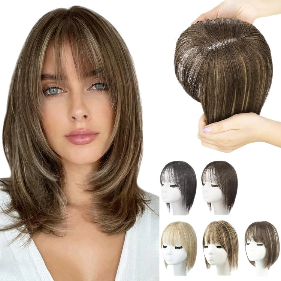 Wig Women's Natural Lightweight Breathable Cover Cheveux Gris Invisibles