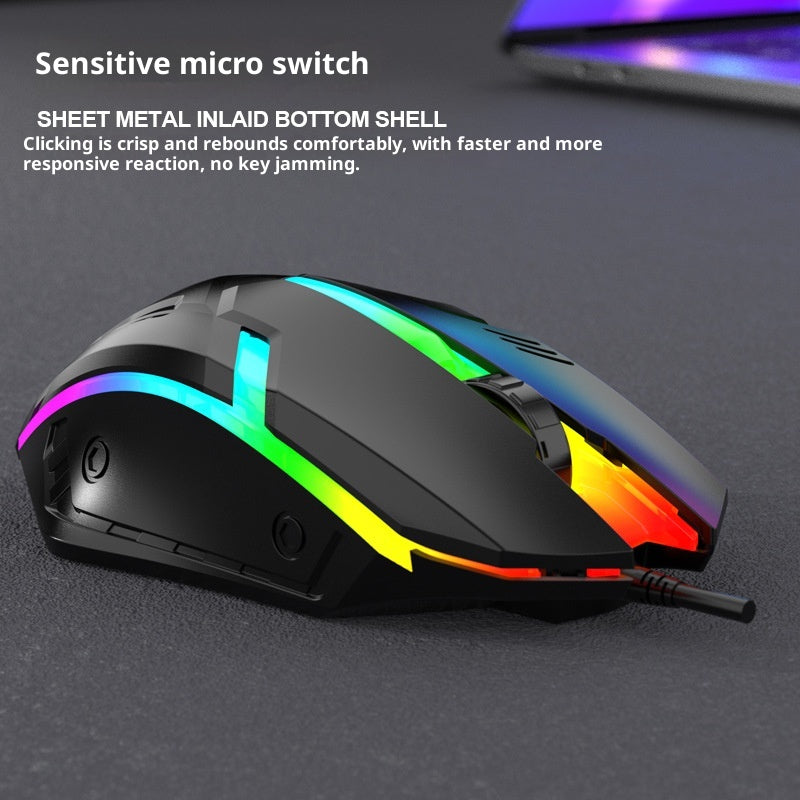 E-sports Poidsed Wired Mouse USB Laptop Game Grande souris