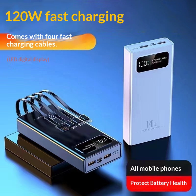 120W Power Bank 20000 mAh High-Capacity Portable Charger Compact Four-Port Cell Phone Po