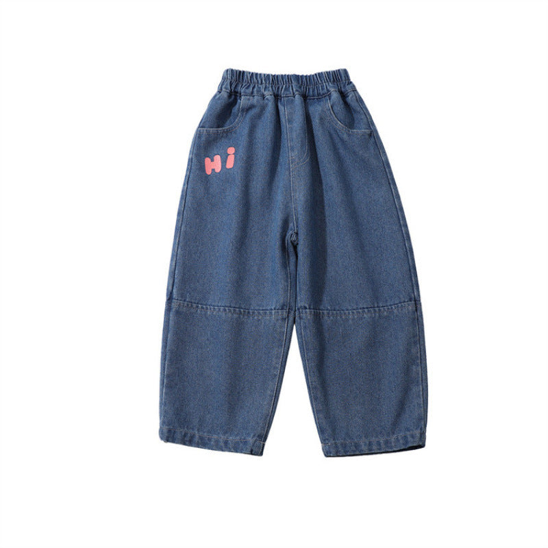 Filles Polyester Fibre Cartoon Pocket Jeans