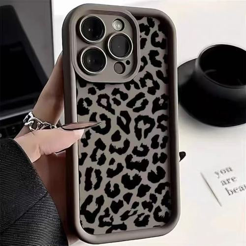 Nouveau boîtier de téléphone imprimé Leopard noir