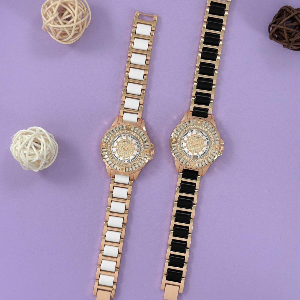 Montre Quartz avec cadran étoilé et lunette incrustée de diamants