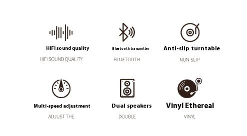 Lecteur d'enregistrement de vinyle Retro Bluetooth Audio intégré vieux jeu Phonograph Disc Piezoel