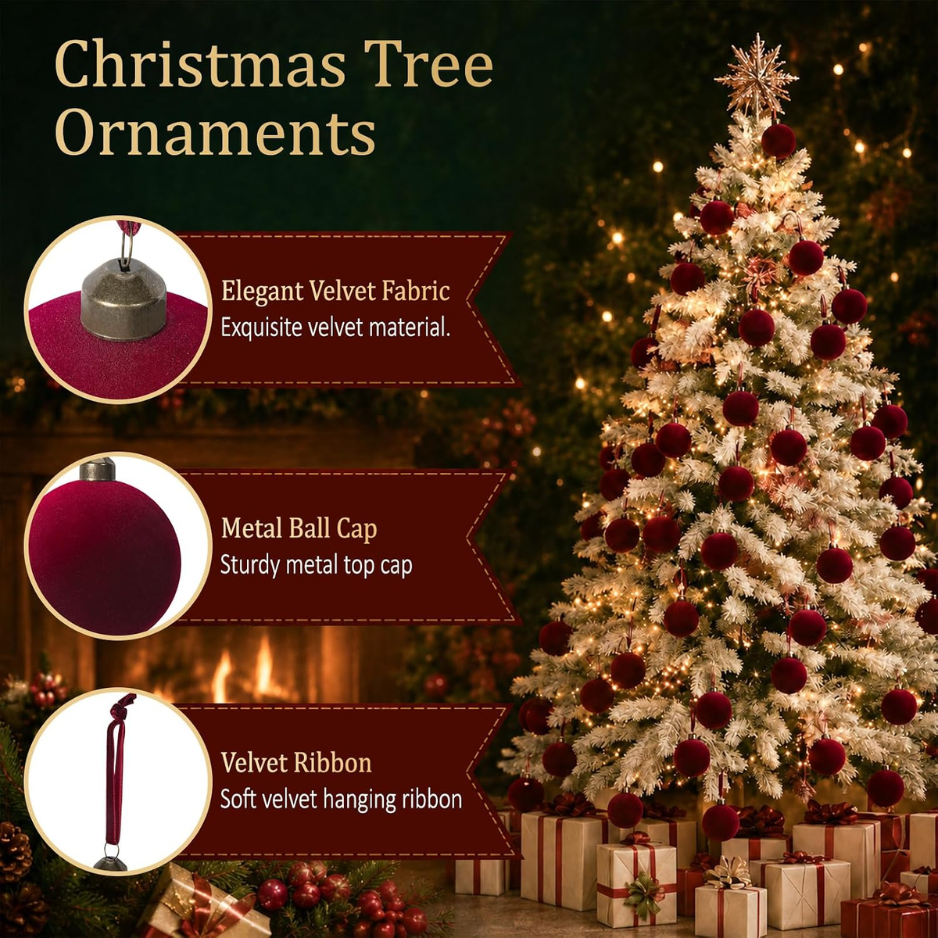 15 Pcs Red Velvet Décorations de Noël Balles