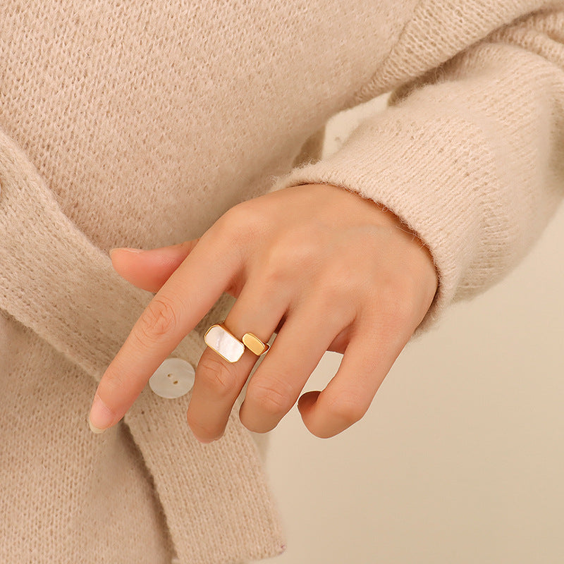 Vintage Mode White Seashell Anneau