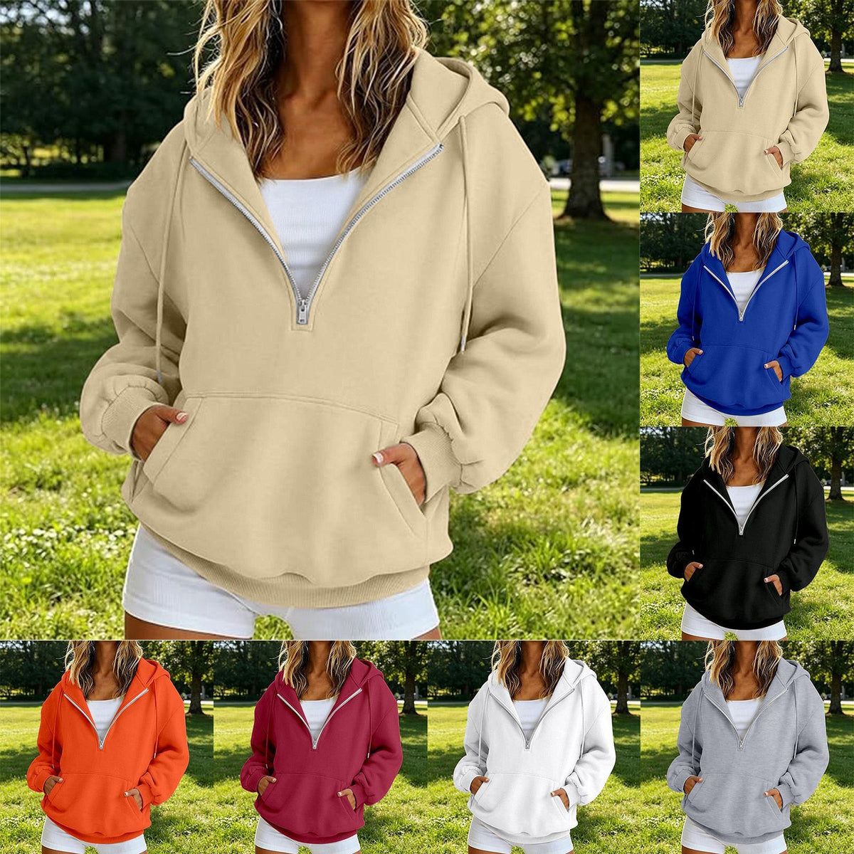European and American-style Pocket Hoodie manches longues pour femmes