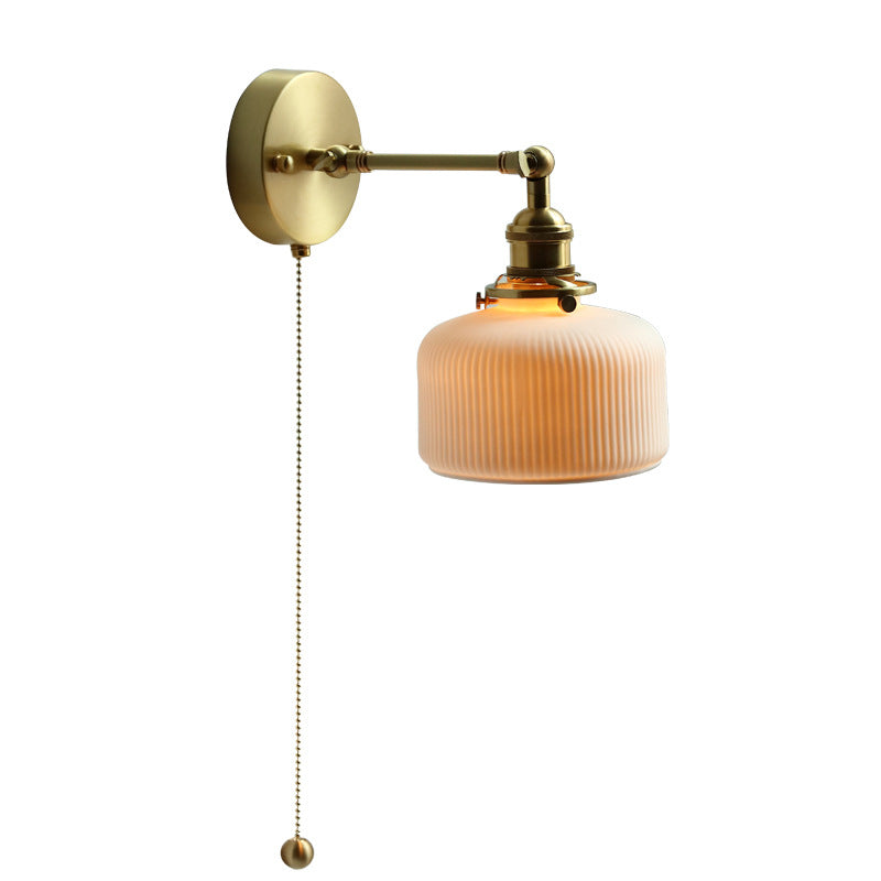 Chambre à coucher Mur Lampe Chambre à coucher Salon Céramique Cuivre Rotatable avec cordon de serrage