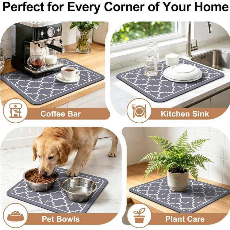 Tapis de séchage à vaisselle Super Absorbant Tapis de séchage à grandes moustiquaires pour comptoir de cuisine Facile