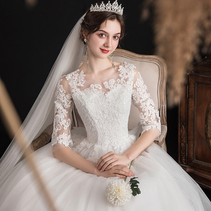 Une épaule Rêve Slim Manche Dentelle Mariée