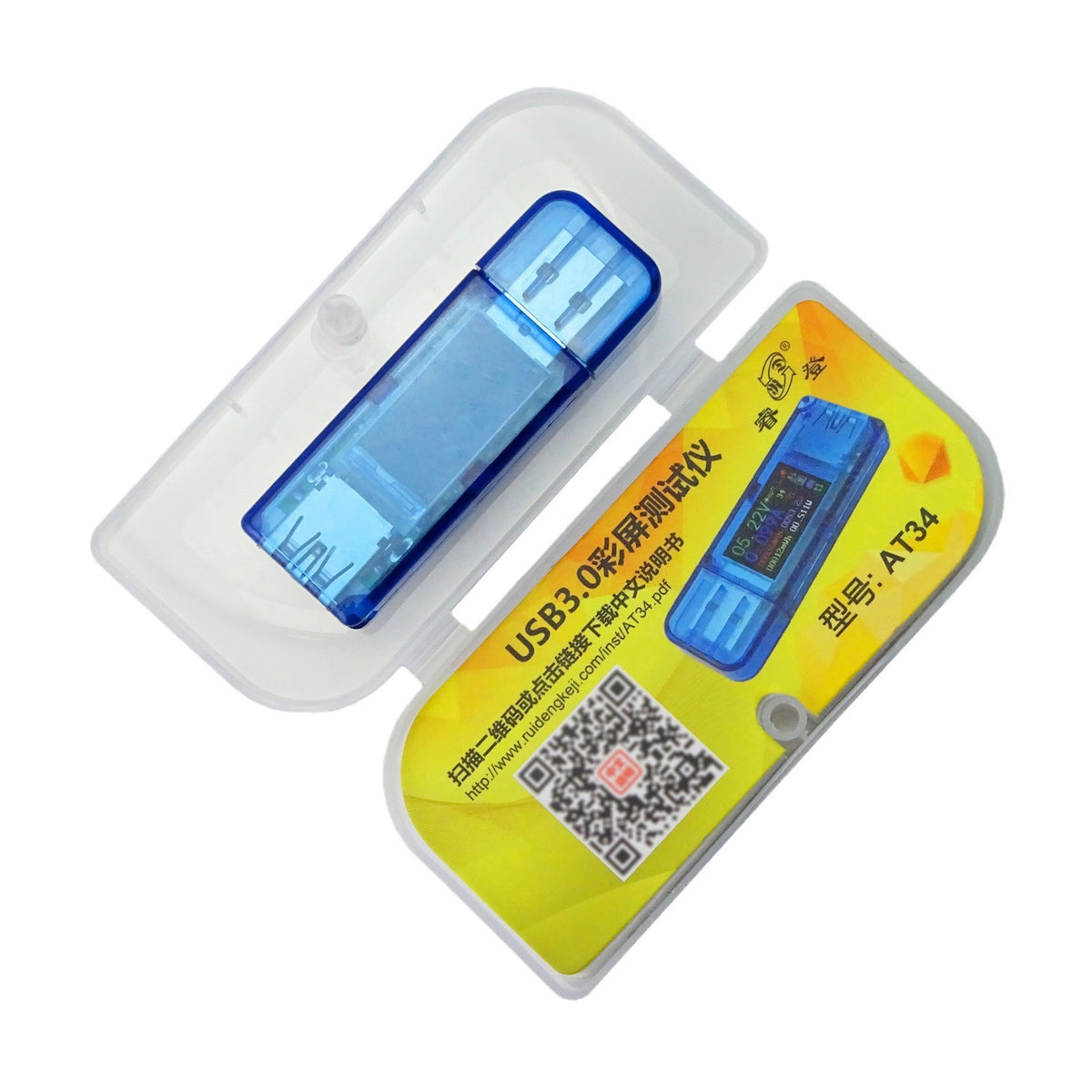 AT34 Instrument de détection de chargeur USB voltmètre numérique