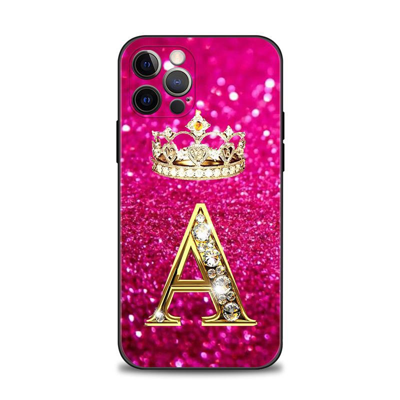 Golden Diamond King Crown Letters Case téléphonique