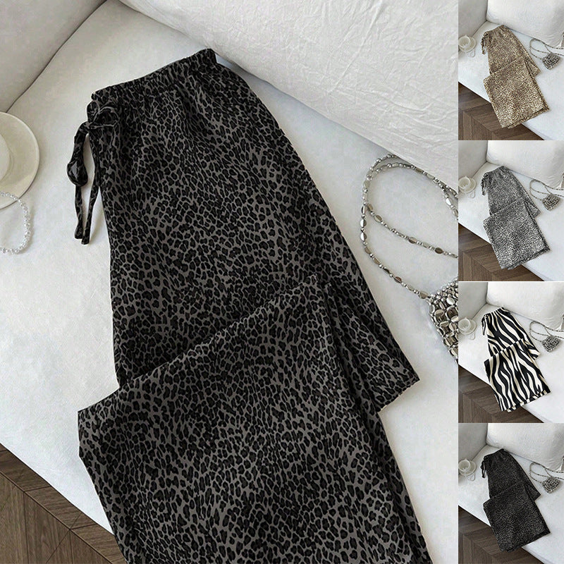 Femmes Relaxed-fit Casual Leopard-print Sweatpants de cordon de drawstring