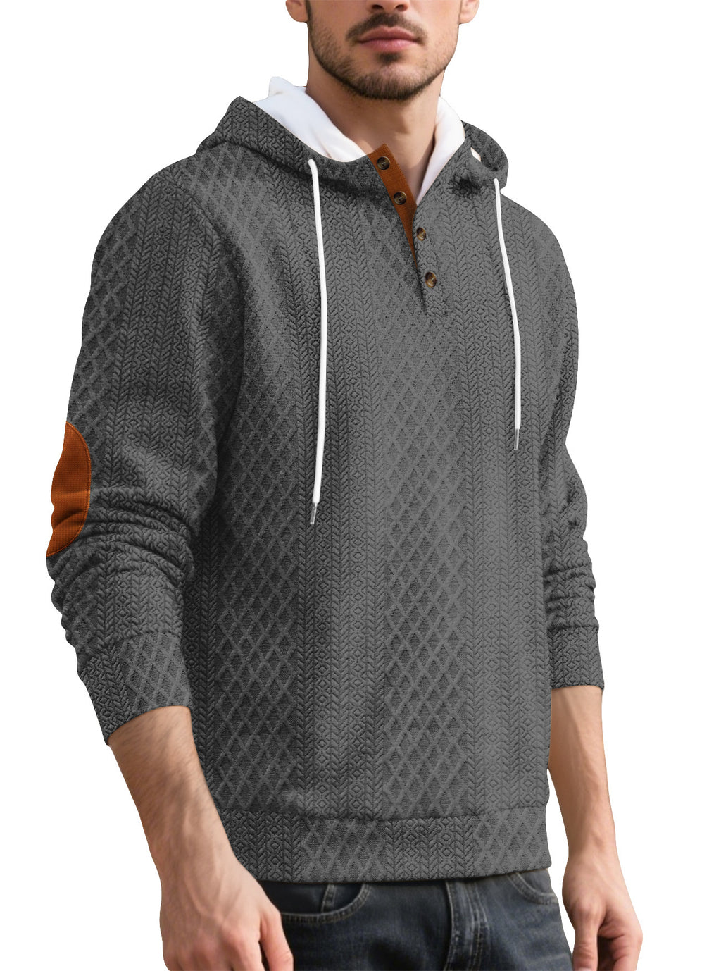 Pull casual homme européen et américain Jacquard Broderie à capuche couleur solide