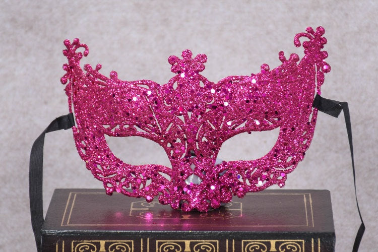 Poudre d'or Masque Sexy Masque Prince Demi-face Femme Robe de fantaisie Masque à oeil de balle