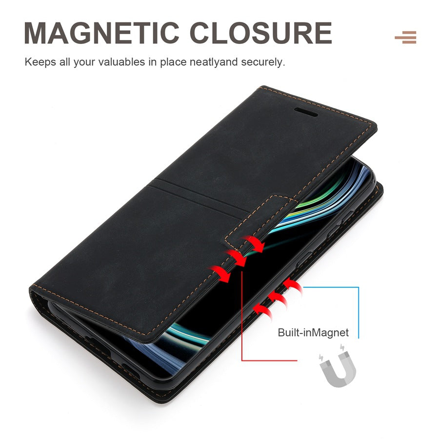 Étui de téléphone en cuir Flip sensible à la peau