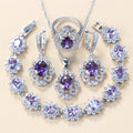 Garnet Cubic Zirconia Boucles d'oreilles Collier pendentif Bracelet Bague Cadeau 4 PCs Set
