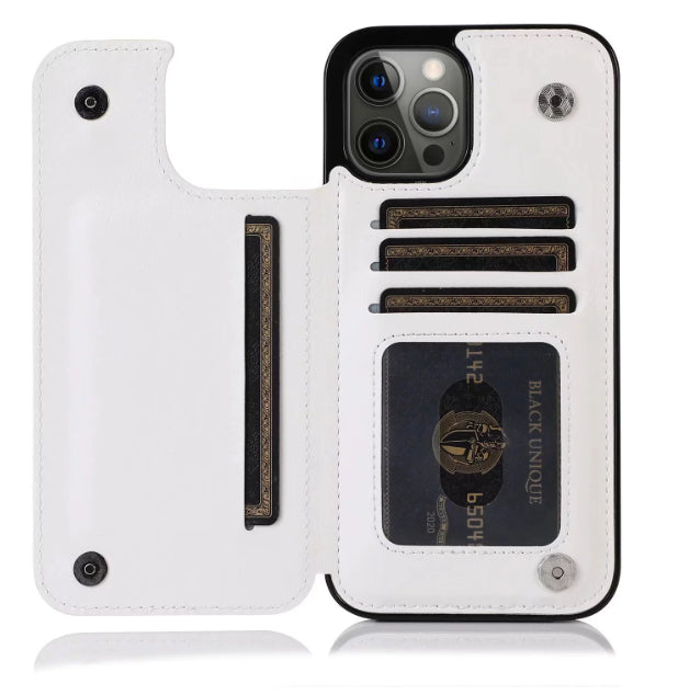 Solid Couleur Double boucle téléphone portable en cuir Case
