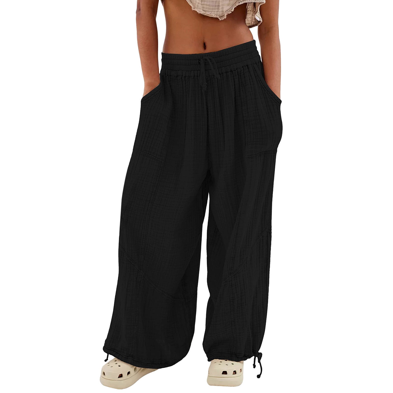 Pantalon de jambes large couleur pour femme