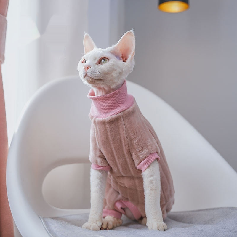 Chaud de chat sans cheveux épais doux doublé de polaire confortable manches longues