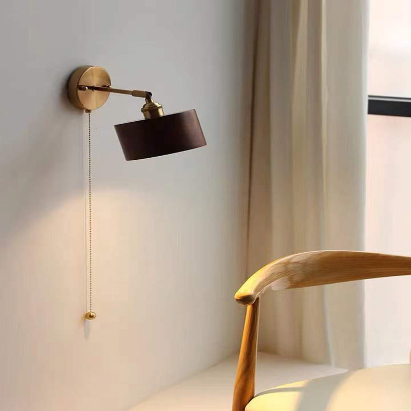Lampe murale à chaîne de traction chambre à noyer noir