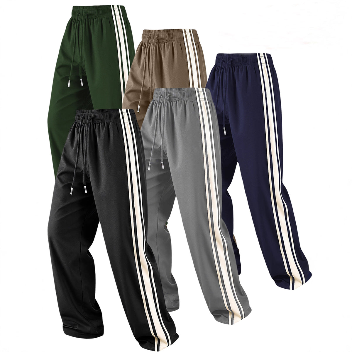 Pantalon de sport rayé homme avec deux bandes