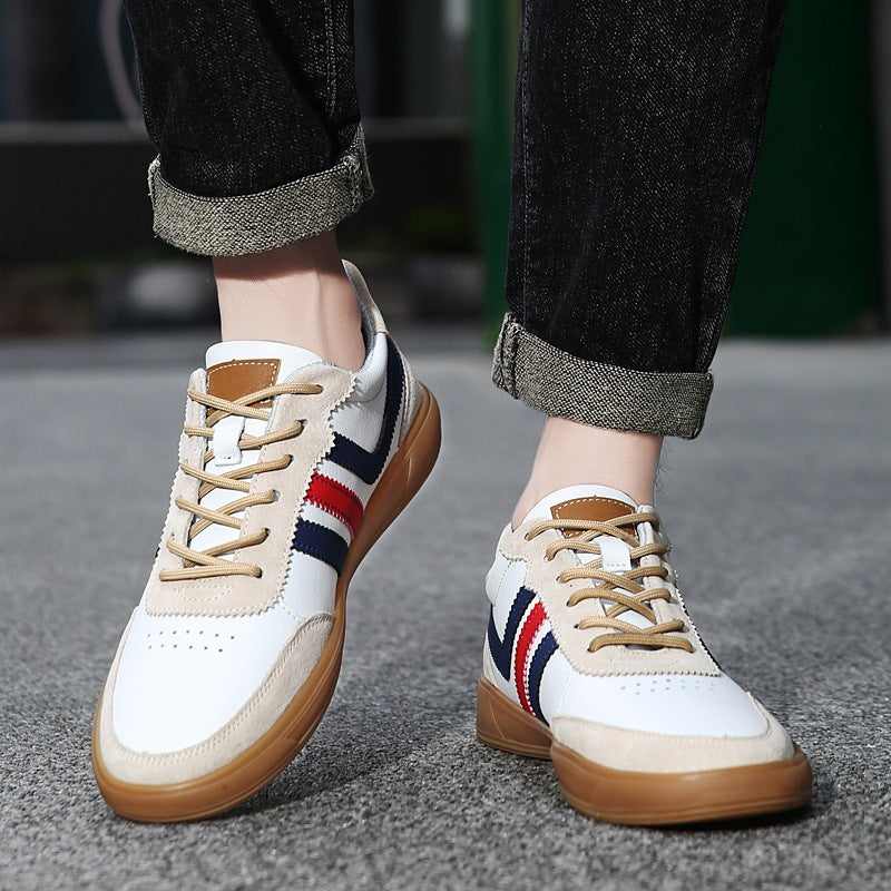 Sneakers en cuir pour hommes avec semelles intérieure et semelles en caoutchouc Tendon-Style