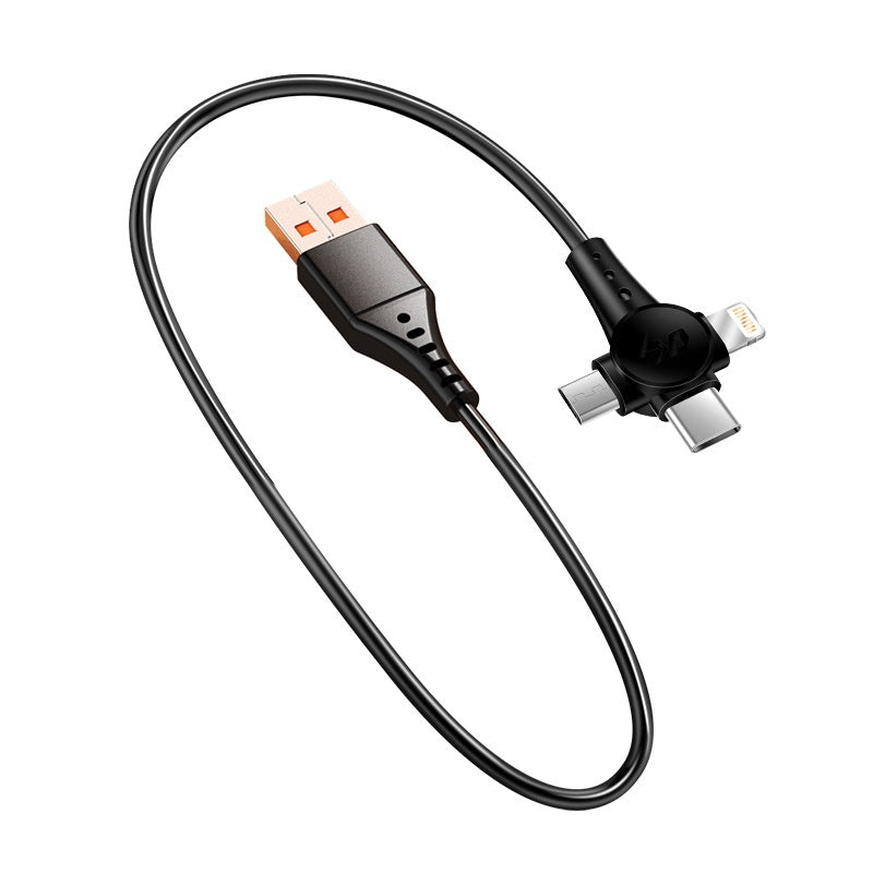 Fast Charging Spring Telescopic Data Cable One Drag Three Fast Charging Type-c
