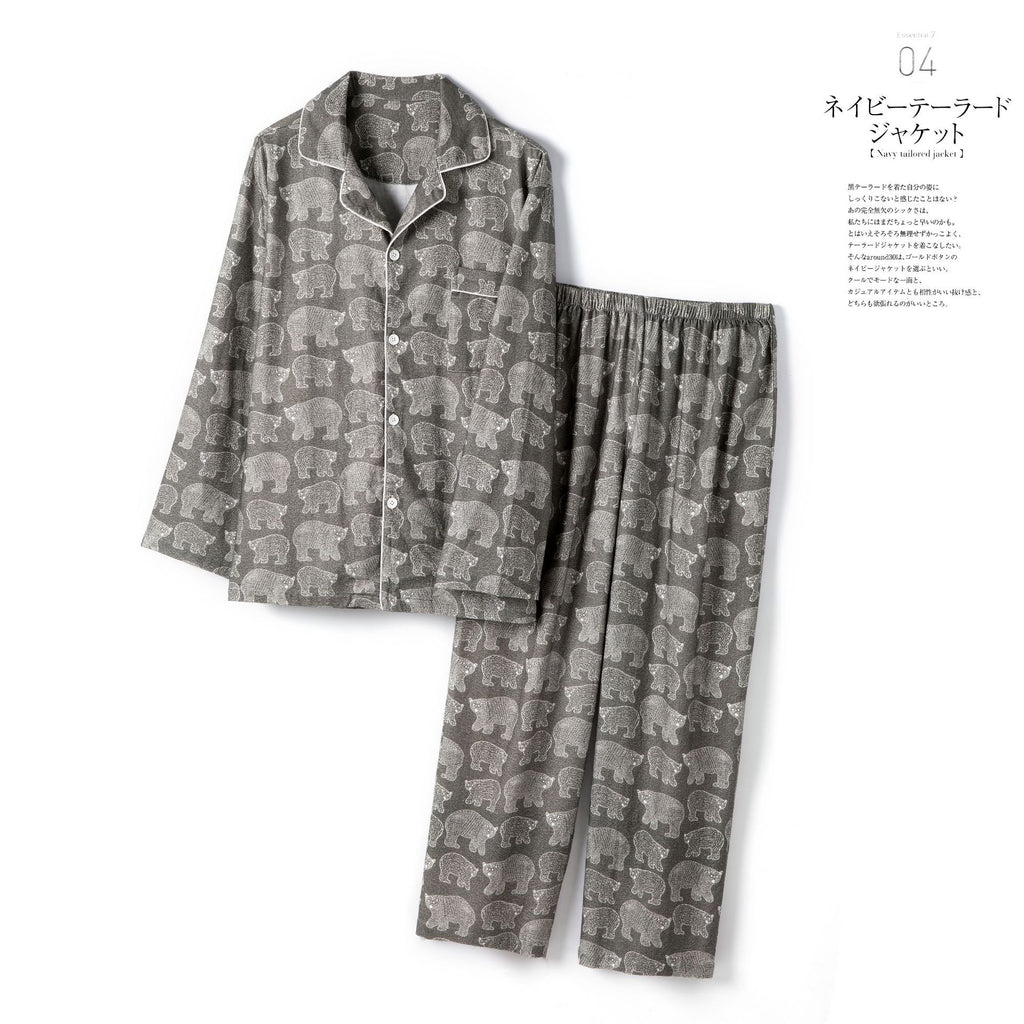 Polar Ours imprimé chaud brossé Flannel Pure Cotton Couple Maison Porter la combinaison
