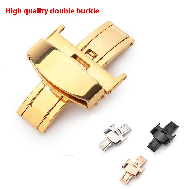 Acier inoxydable Double tirage papillon boucle bracelet en cuir