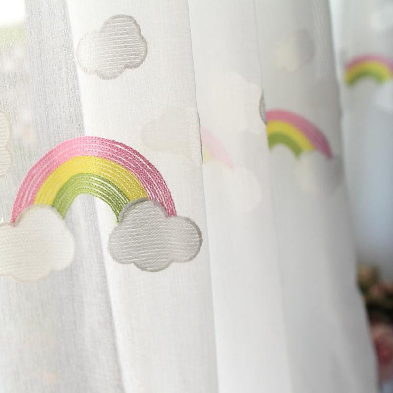 Rideaux de Gauze Rainbow pour enfants avec broderie pastorale