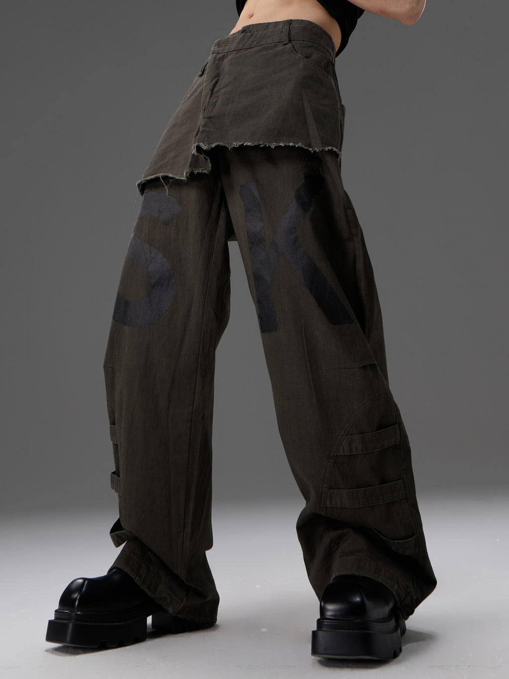 Mock-deux-pièces Design Straight-leg Vêtements de travail Pantalons