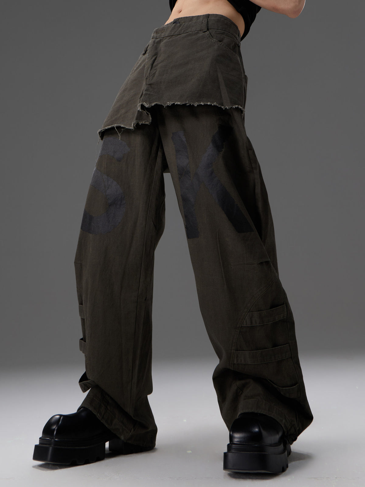 Mock-deux-pièces Design Straight-leg Vêtements de travail Pantalons