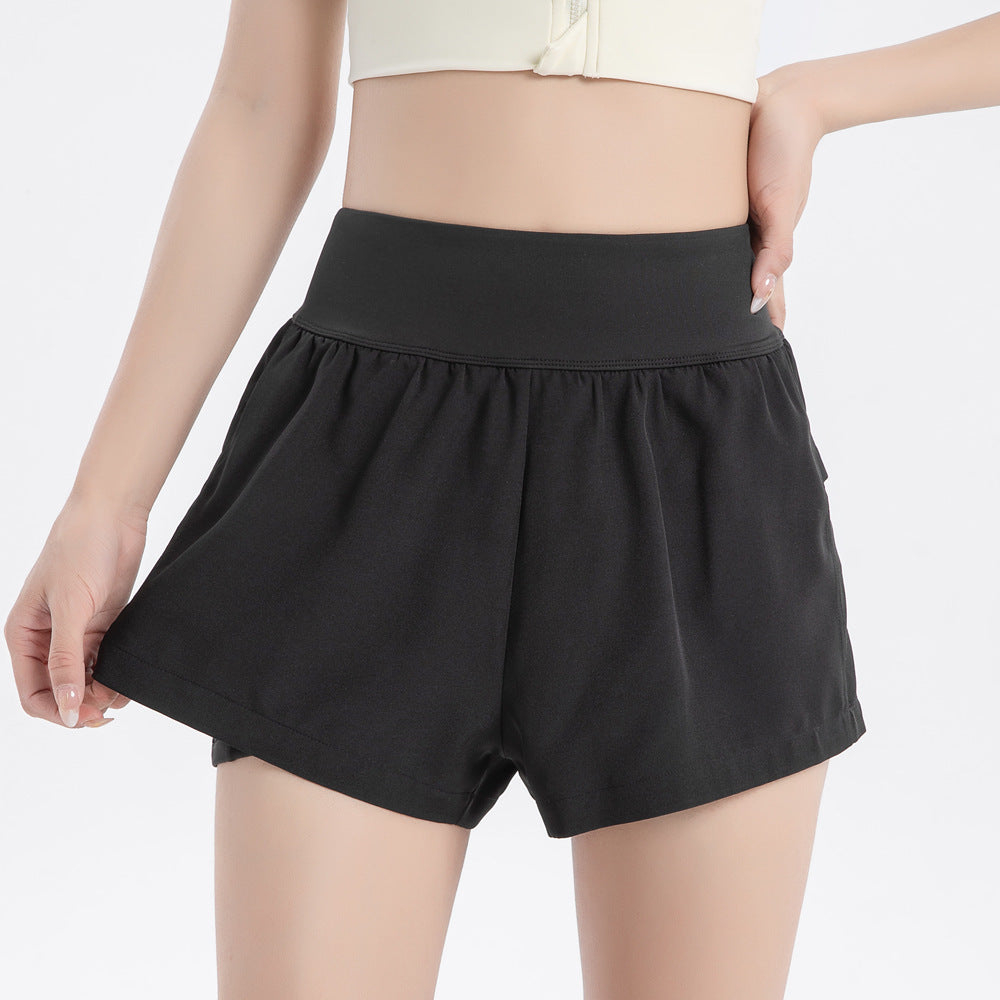 Été anti-brillant haute taille séchage rapide sport short de fitness faux deux-pièces naked Breat
