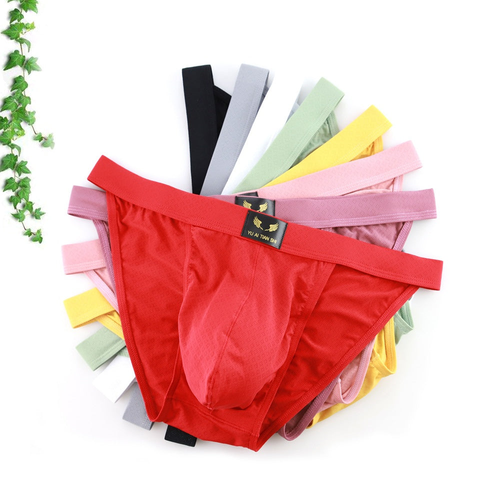 Sous-vêtements pour hommes en nylon Solid Color Mid-waist Breathable Sexy Triangle