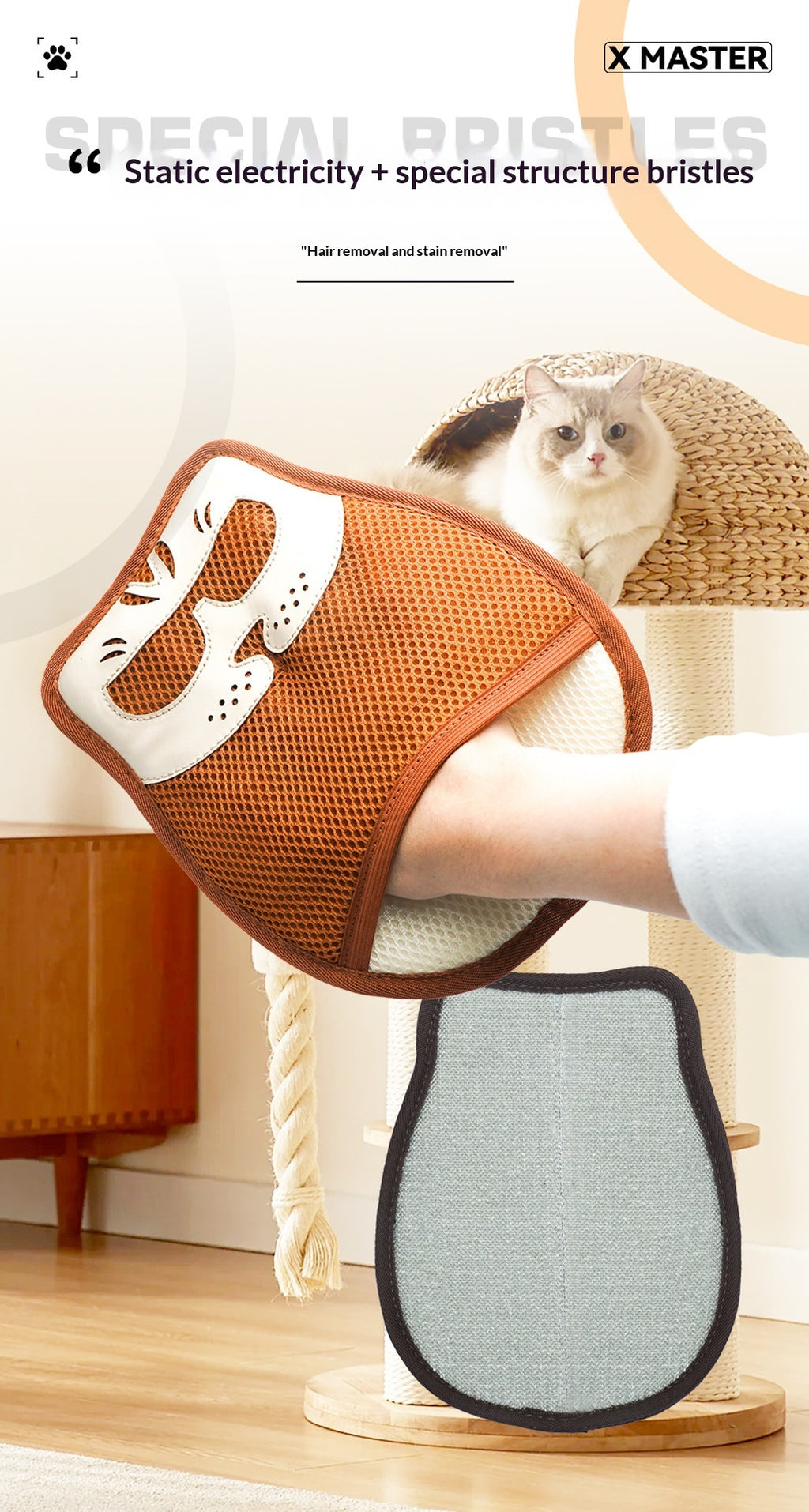 Gants d'enlèvement de cheveux statiques pour animaux de compagnie