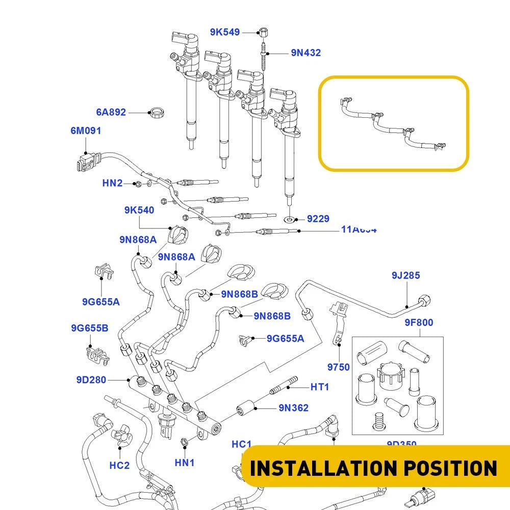 Évacuateur d'injecteur de carburant pour Ford Focus Kuga Mondeo S-Max 2.0 TDCi 1574AJ Kit