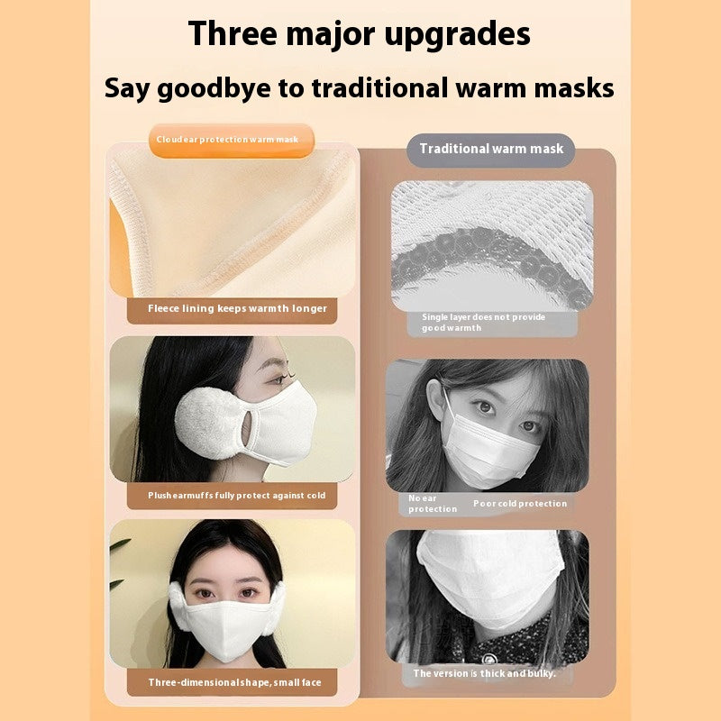 Masque de chaleur nuageux Hiver femelle en peluche mignon protection oreille doublée