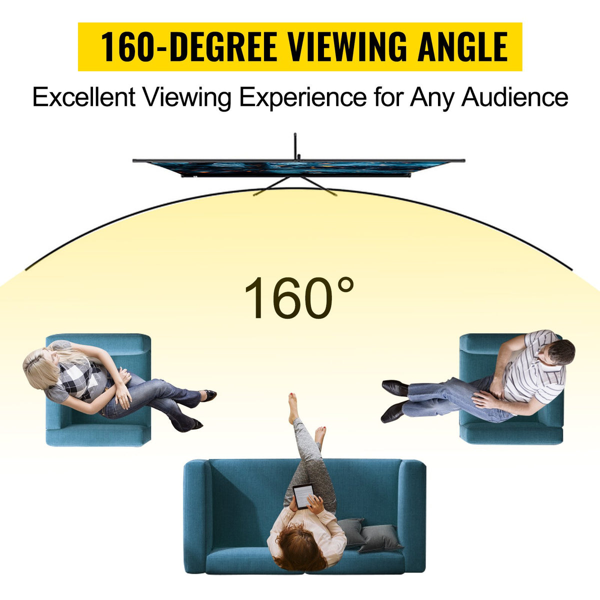 Tripod Projector Screen with Stand 100-inch 16:9 4K HD Projection Screen Stand Wrinkle-Free