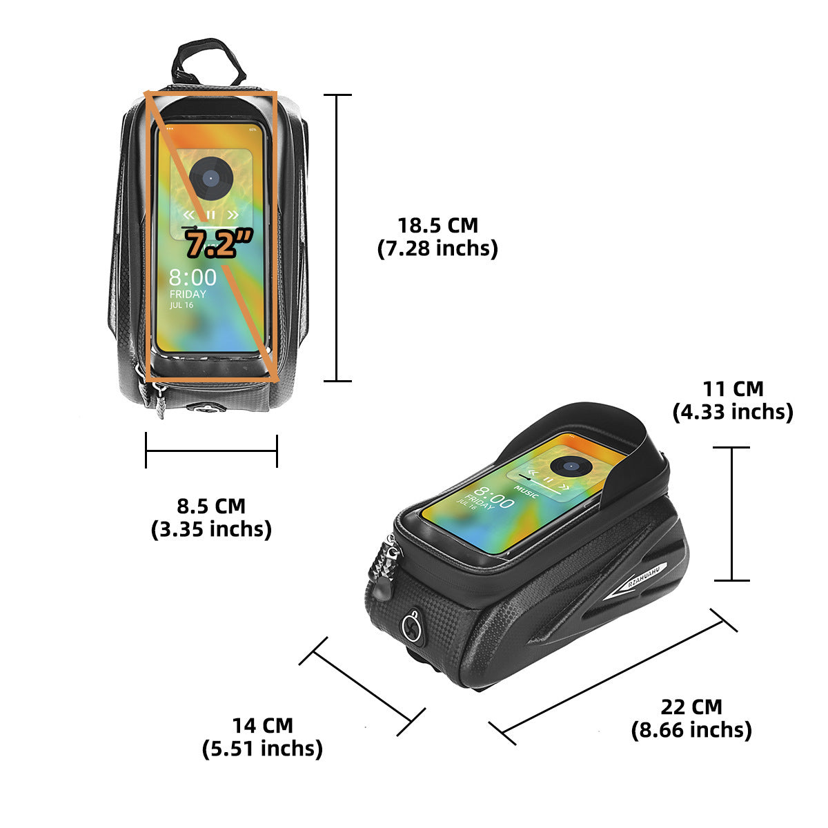 Sac de rangement pour téléphone de dessus de vélo