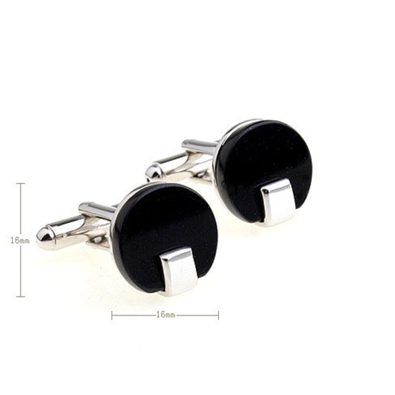 Hommes Fashion Round Black Onyx Cufflinks