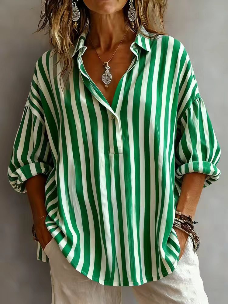 Exporter European And American Clothing Amazon Spring Shirt Collar Pullover Str à manches longues