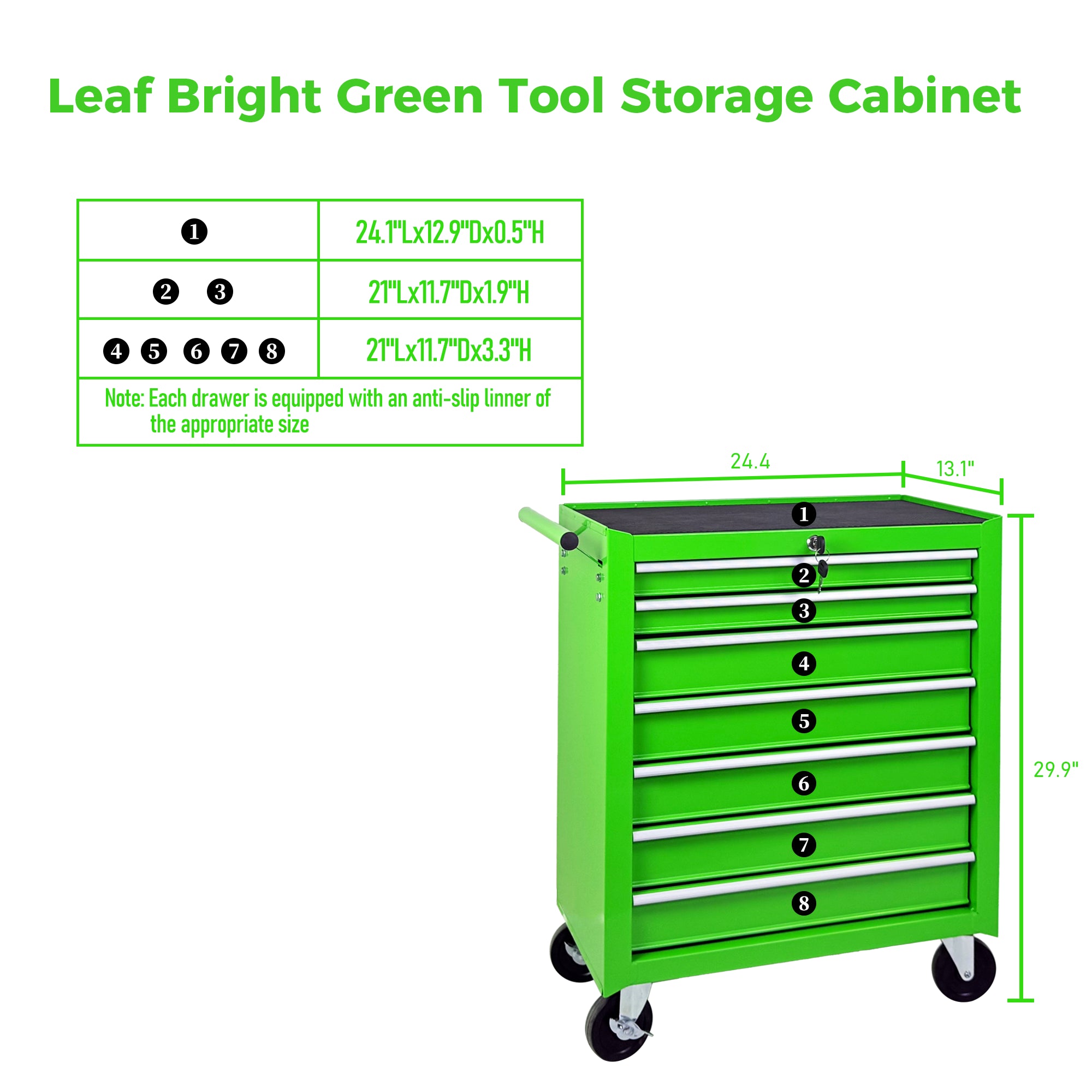 Roulement de coffre à outils avec boîte à outils 7-Drawer avec roues Multifonctionnel Tool Cart Mécanique T