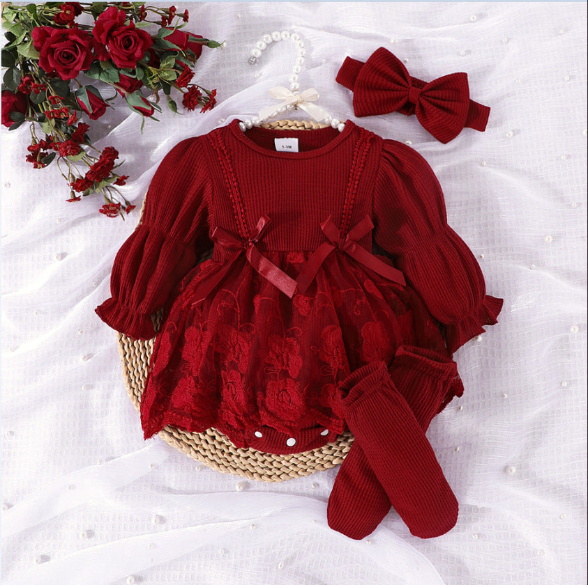 Romper à manches longues rayées de couleur un tulle