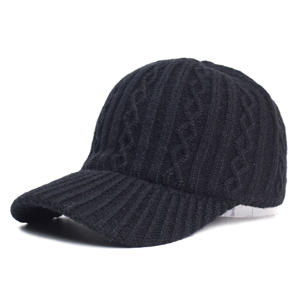 Knitting Laine Cap de baseball Coréen chaud de couleur solide plaque de lumière Peaked Cap