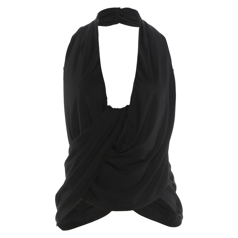 Modeable Street-style Halterneck Backless Asymétrique Top