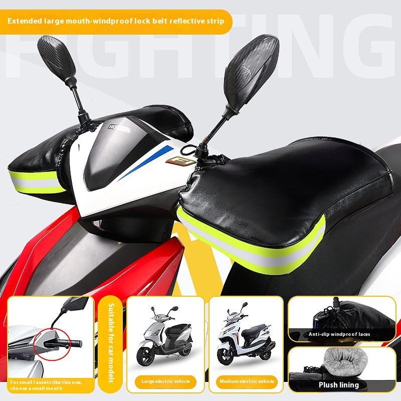 Poignée de moto électrique Poignée de pare-brise thermique d'hiver imperméable Gants doublés de polaire H