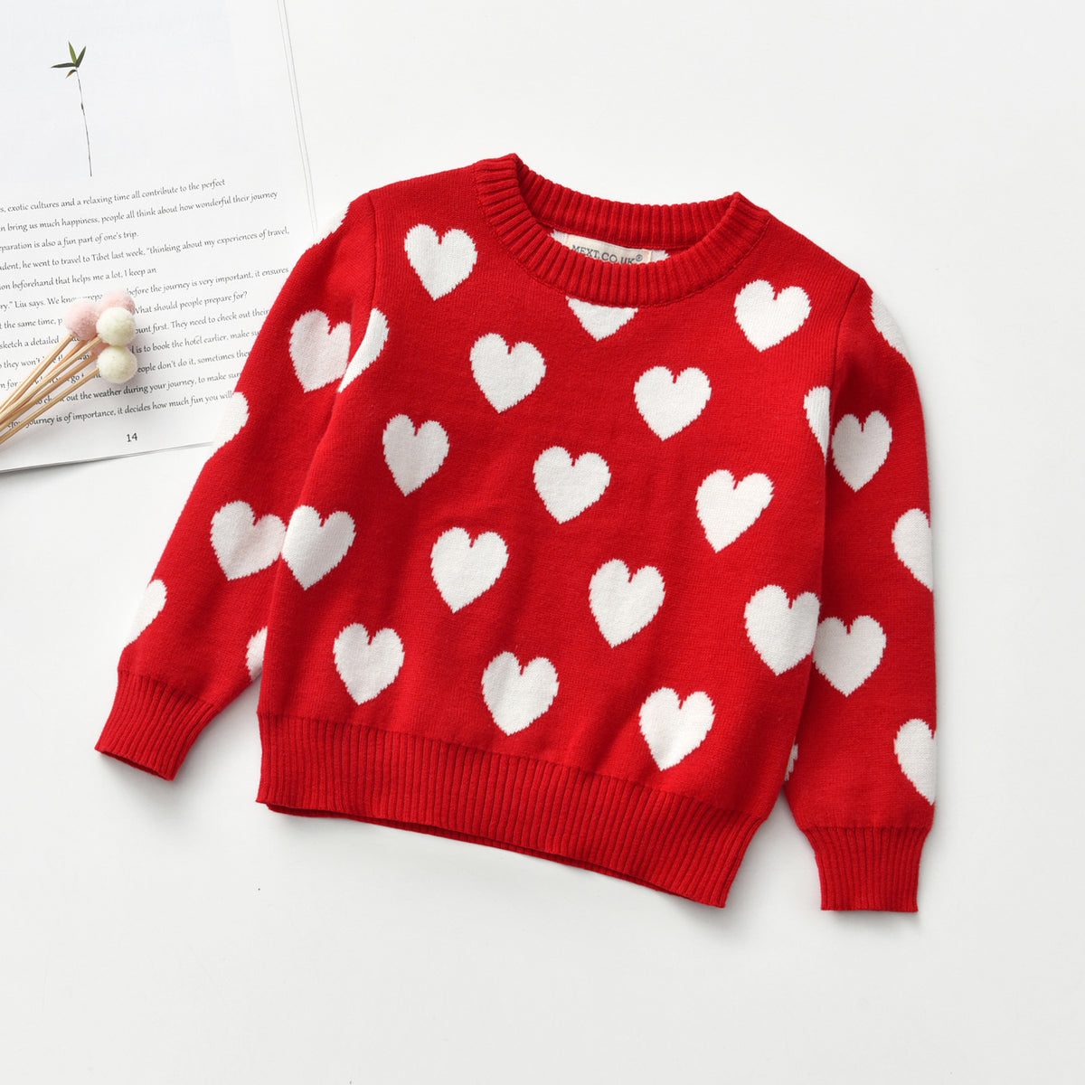 Coeur Col rond Manches longues Chandails pour enfants
