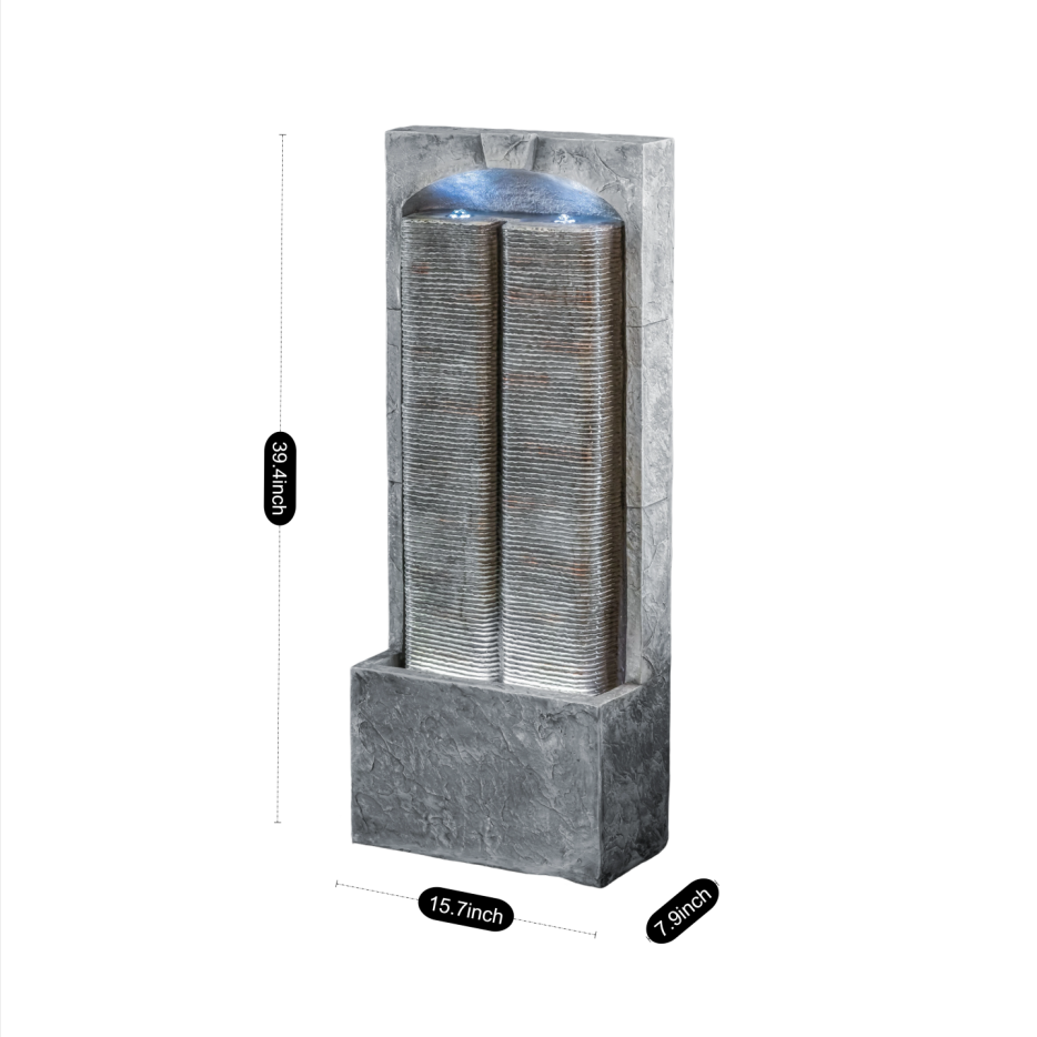 Fontaine d'eau extérieure Cascading LED lumières 39inch H