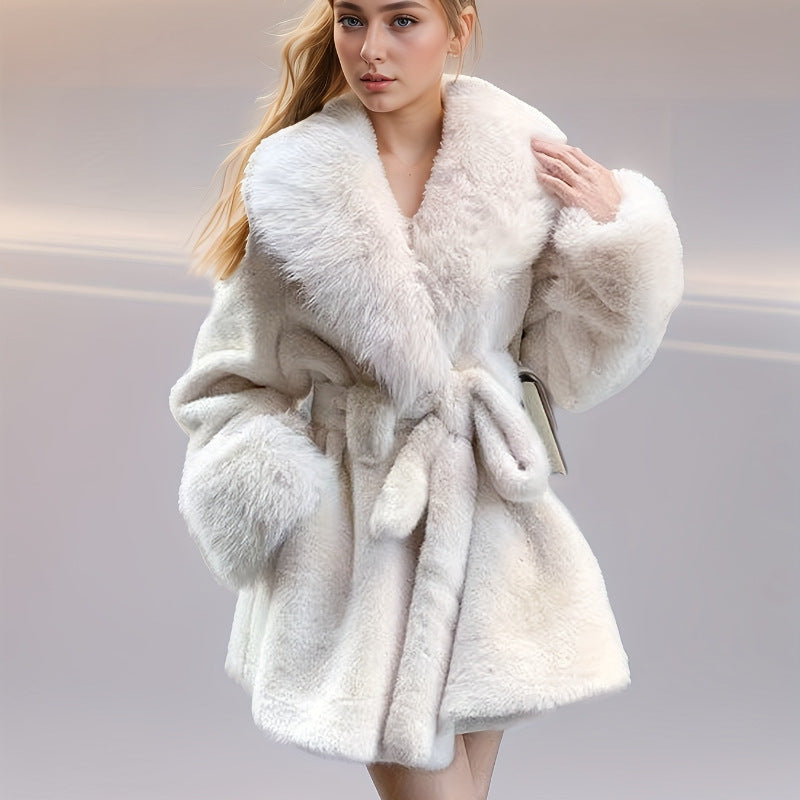 Automne Hiver Eco-friendly Faux Fur femmes Manteau mi-long