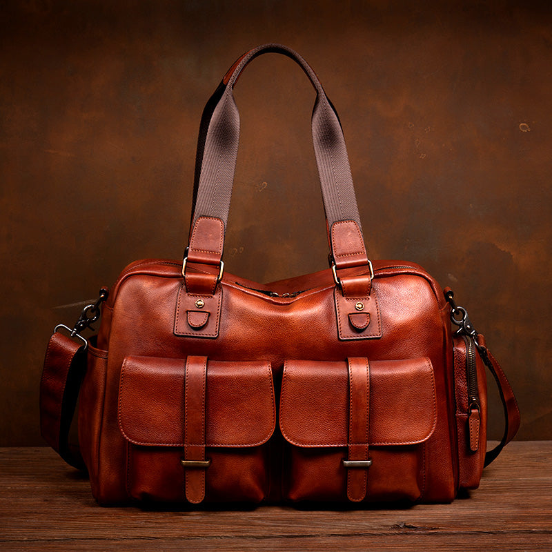 Grand sac en cuir vintage en cuir avec une grande capacité
